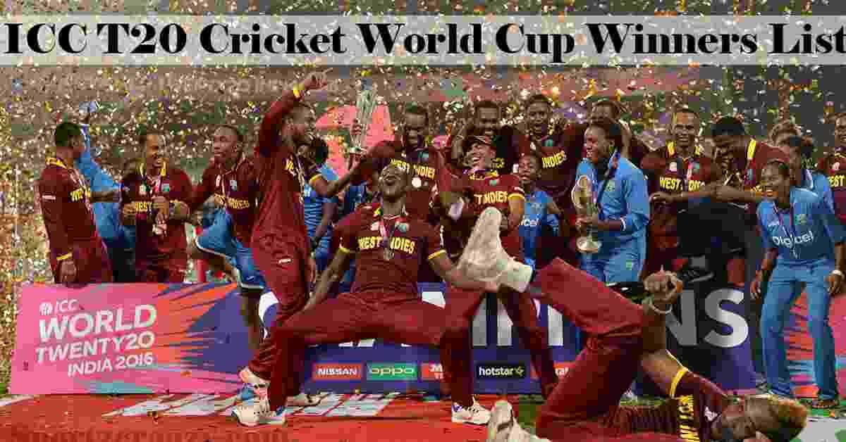 T20 World Cup Winners List ICC T20 World Cup Winners List