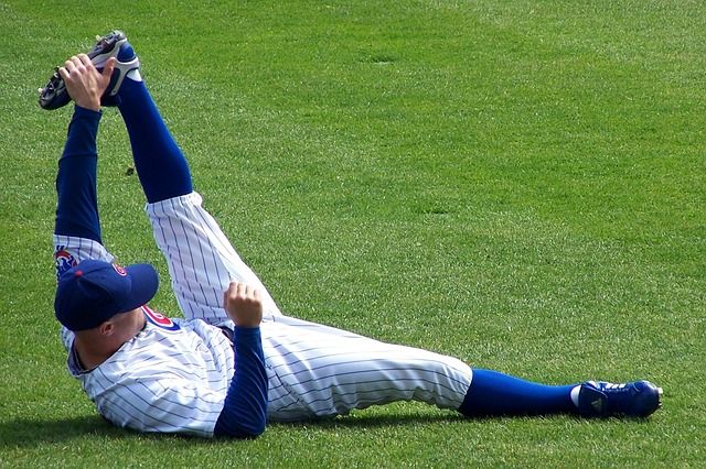 baseball players streching