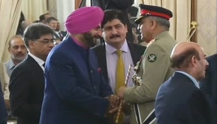 Navjot Singh Sidhu with Qamar Javed Bajwa