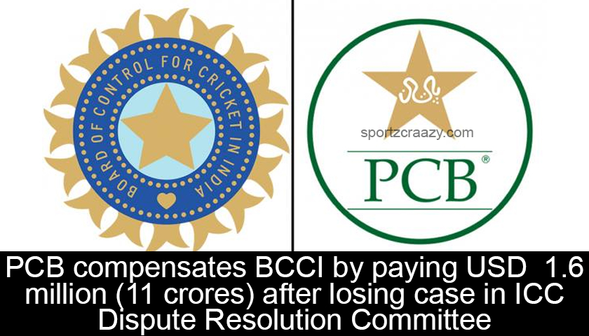 PCB compensates BCCI by paying USD 1.6 million (11 crores) after losing case in ICC Dispute Resolution Committee