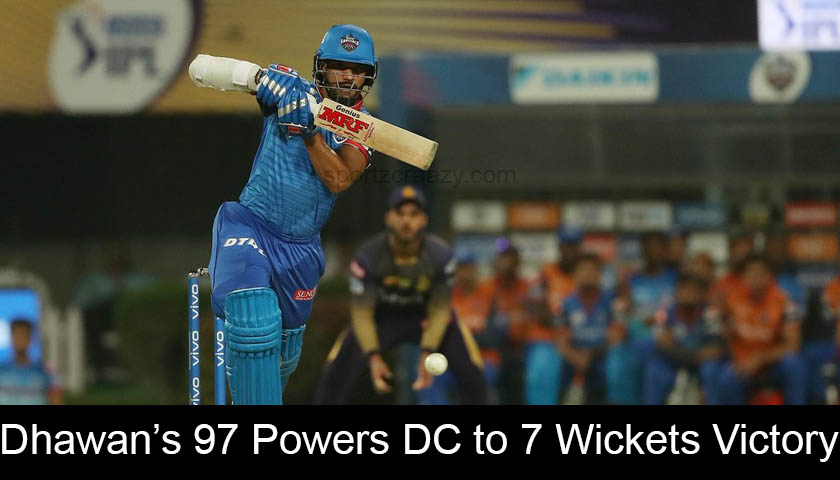 Dhawan’s 97 Powers DC to 7 Wickets Victory