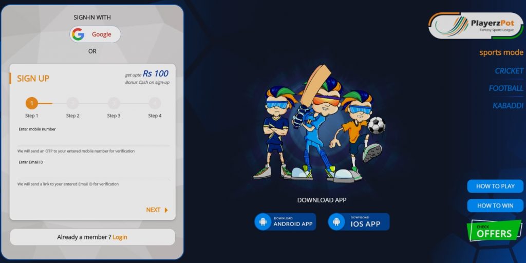 PlayerzPot Registeration