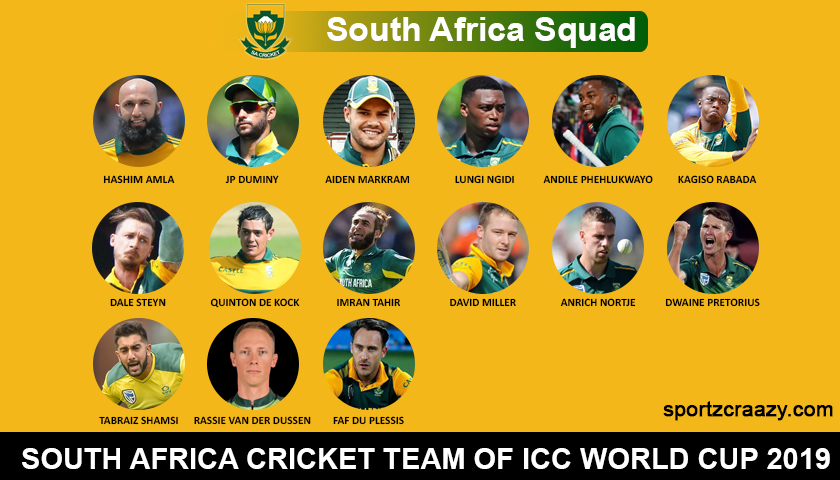 South Africa Cricket Team Squad For ICC Cricket World Cup 2019