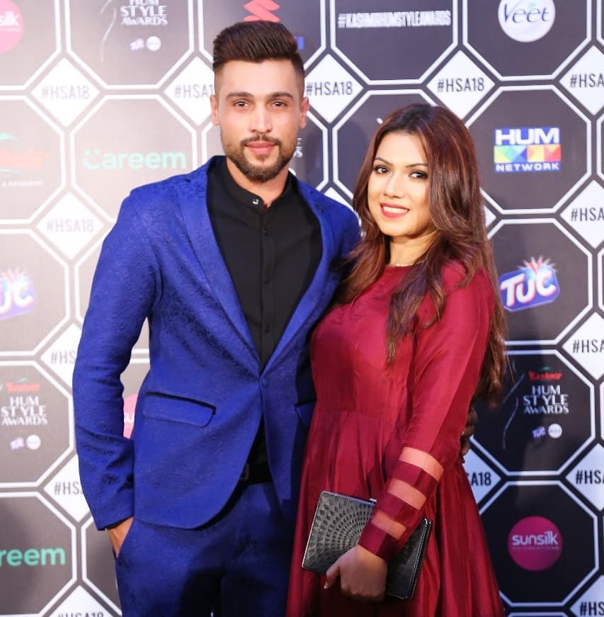 Mohammad Amir with his wife