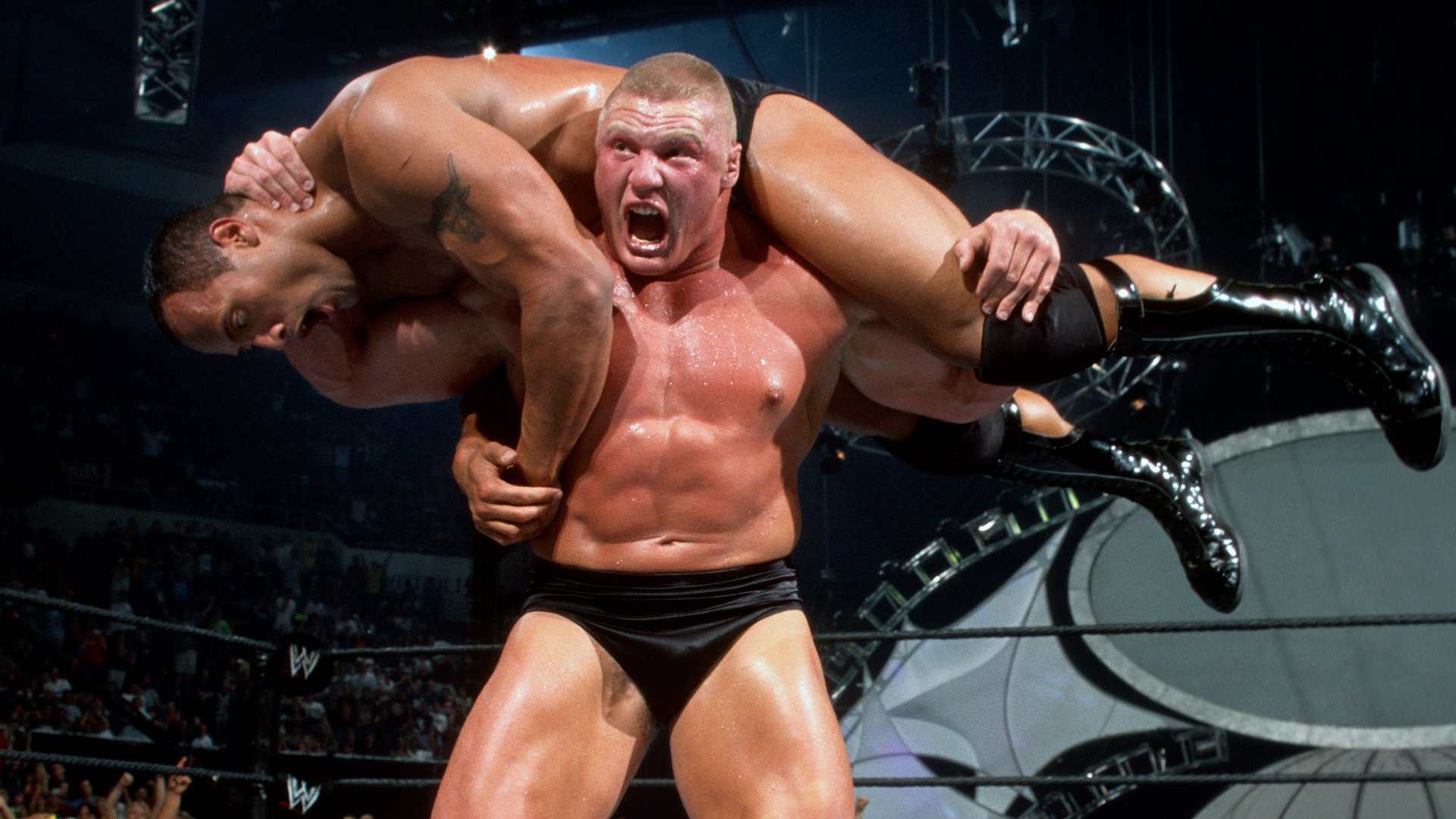 The Rock vs Brock Lesnar Summerslam 2002 Photo