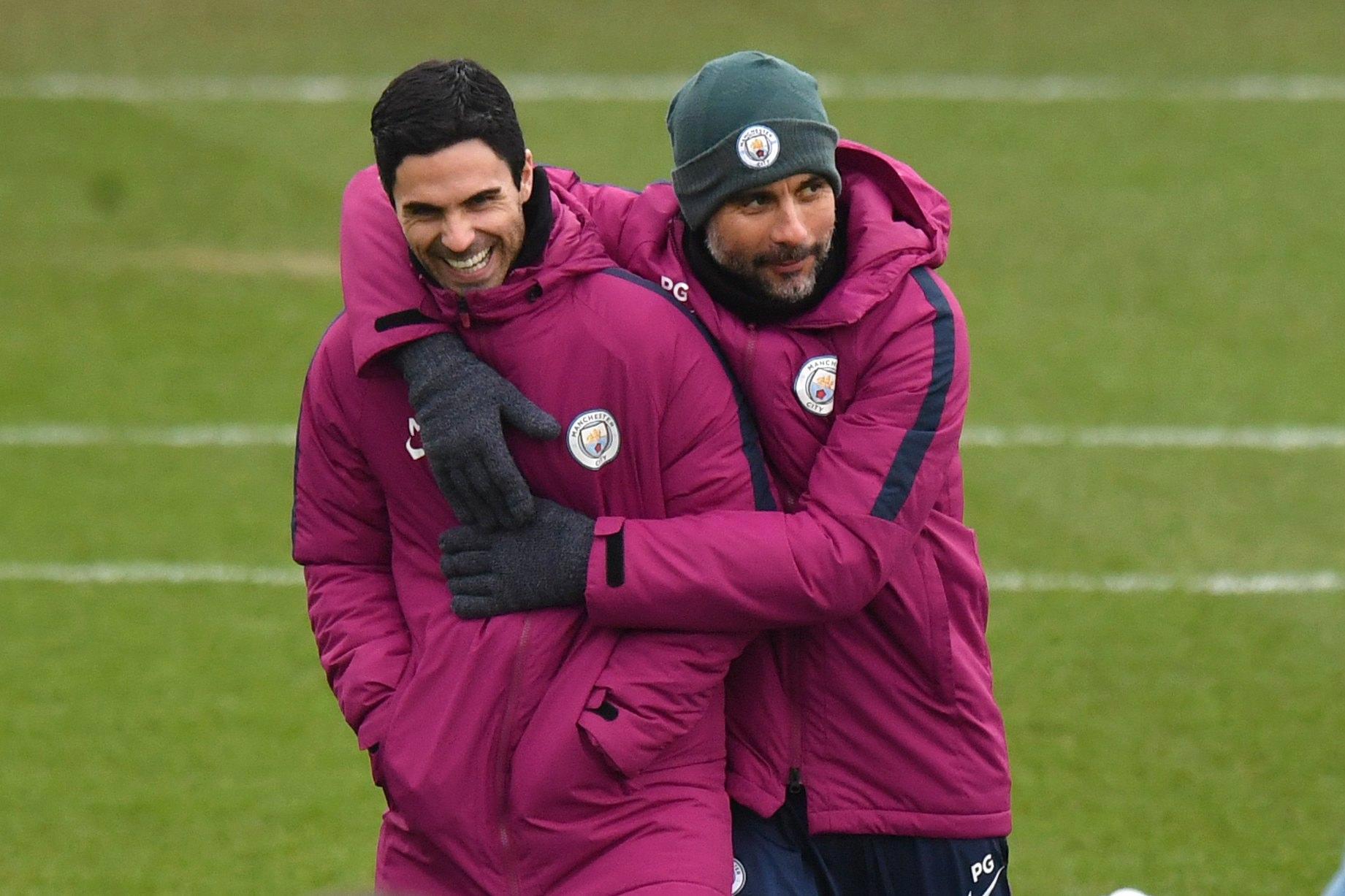 arteta-guardiola-at-man-city-training