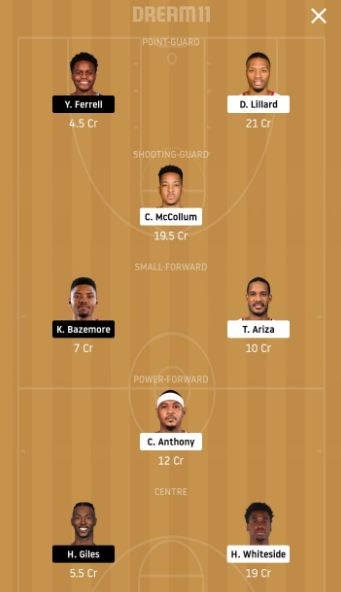 POR vs SAC Dream11 Dream Team