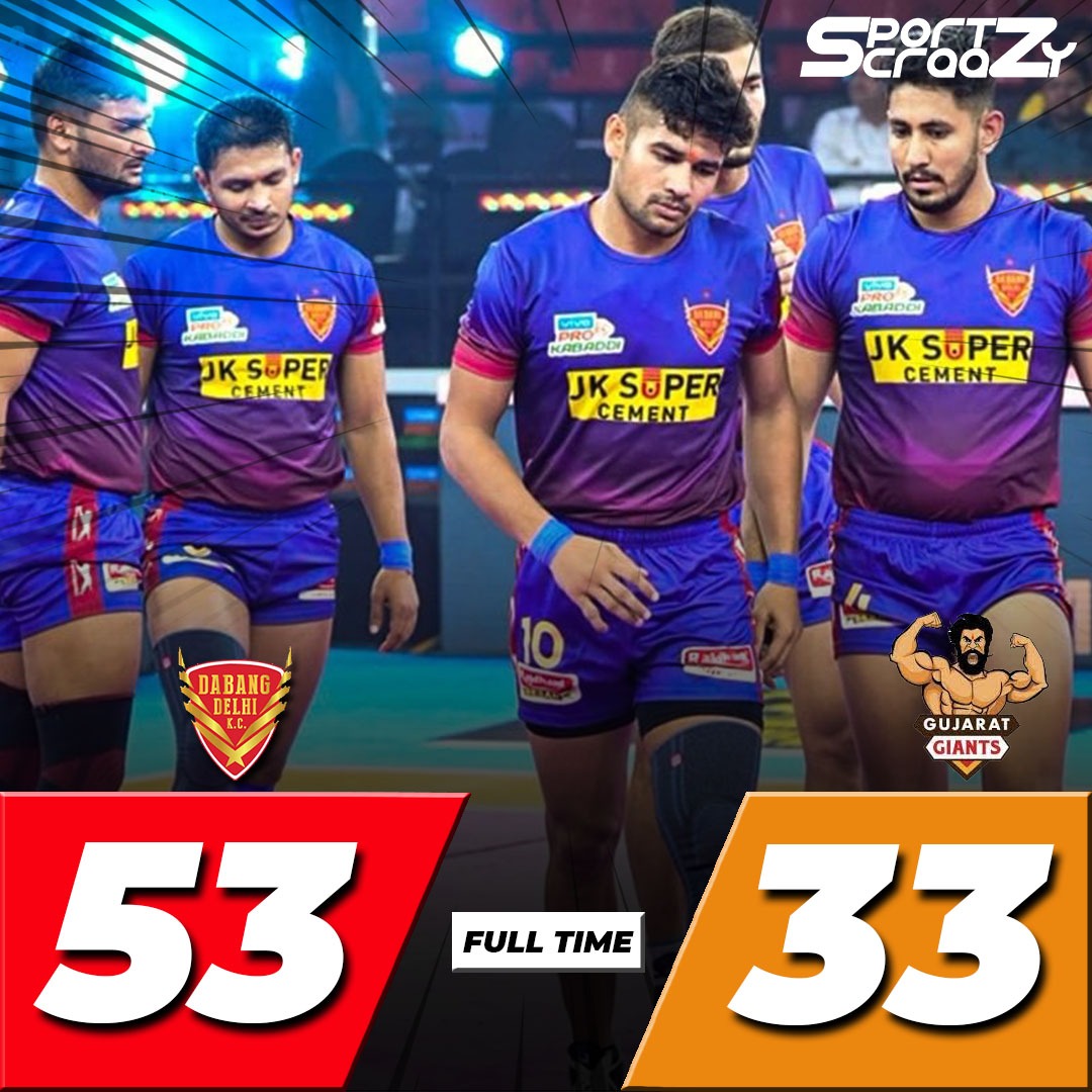 Dabbang Delhi hammer Gujarat Giants by 53-23