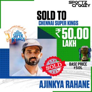 Ajinkya Rahane sold on his Base price of 50 Lakhs