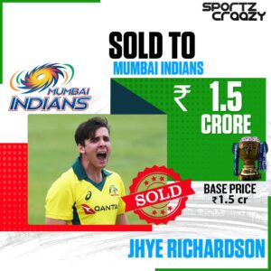 Jhye RIchardson gets 1.5 Crore from Mumbai Indians