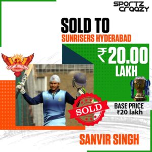 Sanvir Singh gets 20 Lakhs from SRH