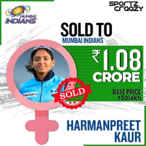 Harmanpreet Kaur gets 1.80 Crore from Mumbai Indians