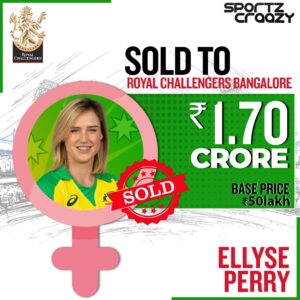 Aussie All-rounder Ellyse Perry goes to RB for 1.70 Crore