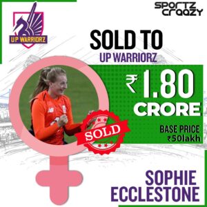 Sophie Eccelstone becomes UP Warriorz's first pick in the WPL Auction