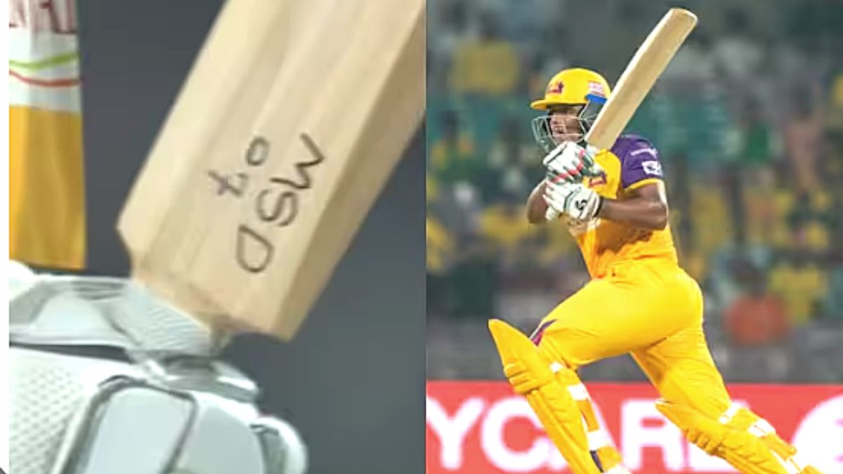 WPL 2023 "MSD 07 written on Kiran Navgire sponsorless cricket bat