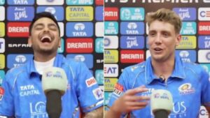 Watch : Ishan Kishan and Cameron Green get together for a "mock interview" on the light of MI Women's WPL dominance!