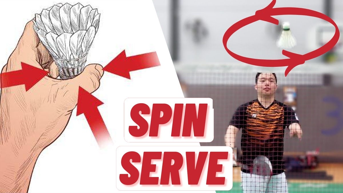 What is the meaning of spin serve technique in Badminton and who were