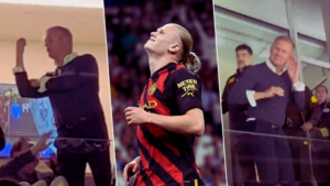 Watch : Erling Haaland's father Alfie Haaland escorted out of a corporate box at the Santiago Bernabeu!