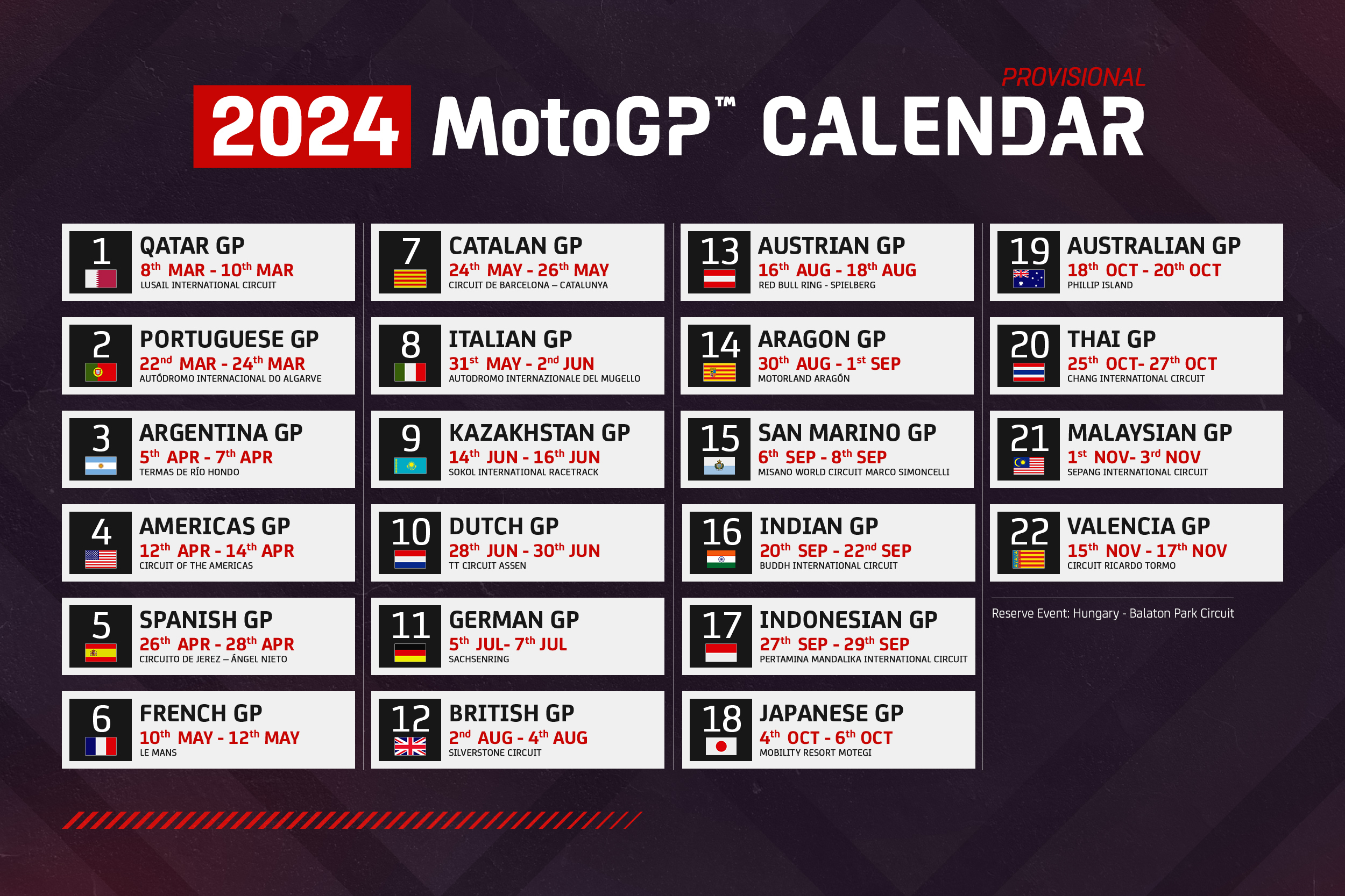 2024 MotoGP Provisional Calendar