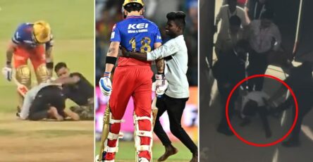 Virat Kohli fan being thrashed by security