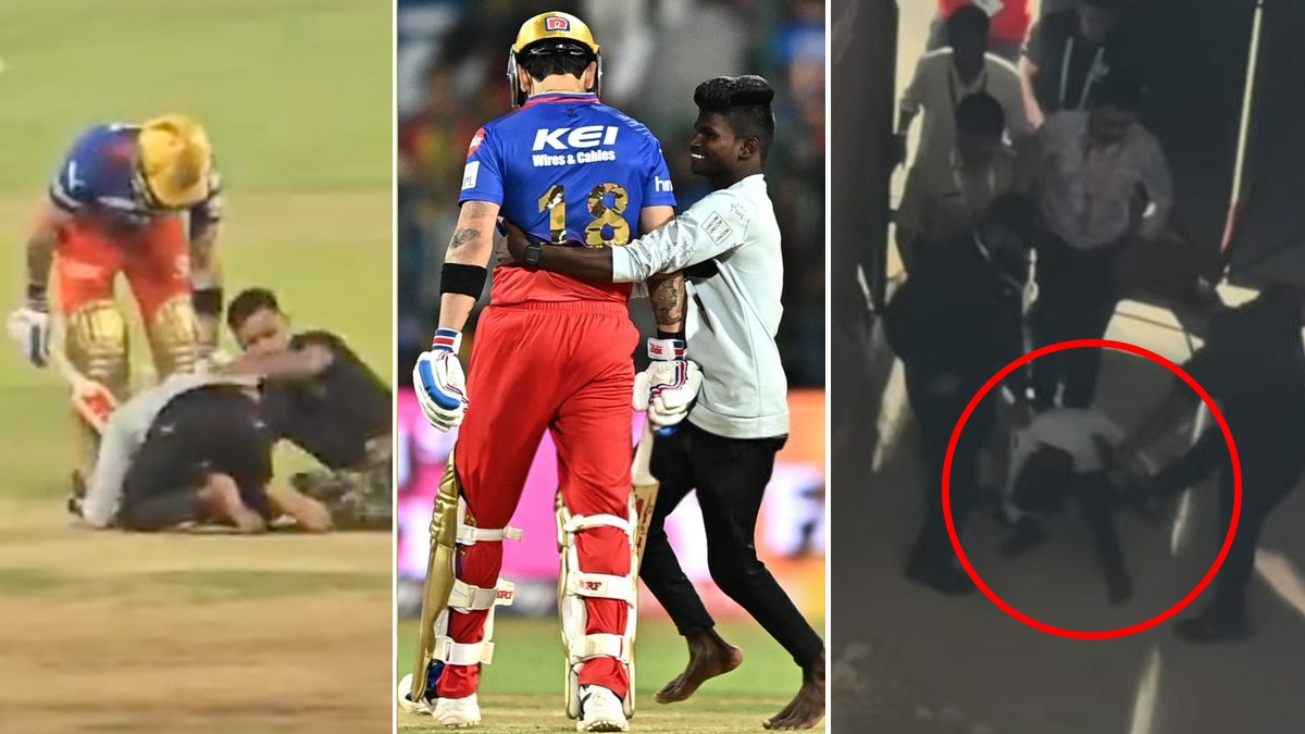 Virat Kohli fan being thrashed by security