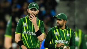 Pakistan players Shaheen Shah Afridi and Babar Azam