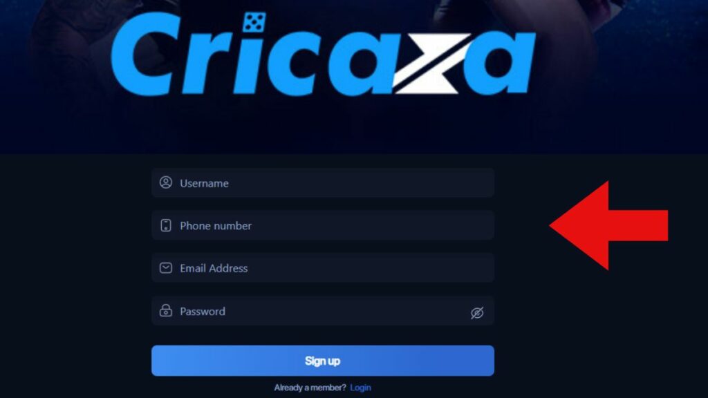 Cricaza sign in page