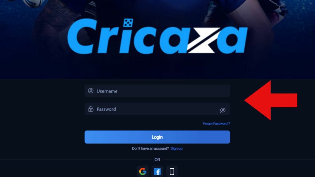 Cricaza login page