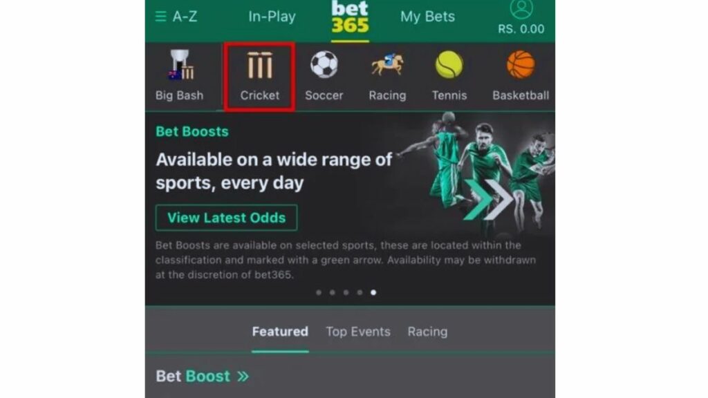 Bet 365 cricket section