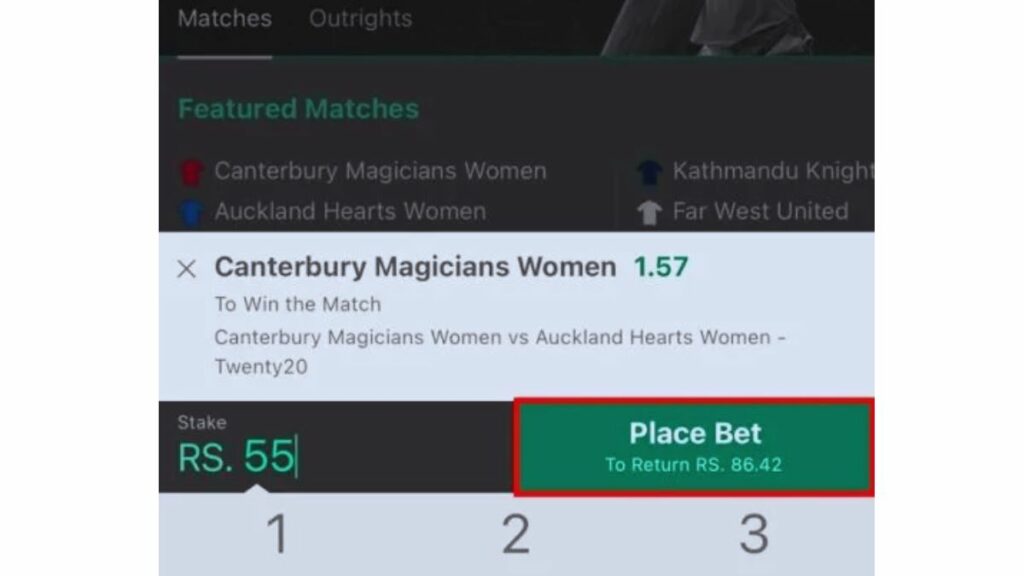 Bet 365 'place bet' button