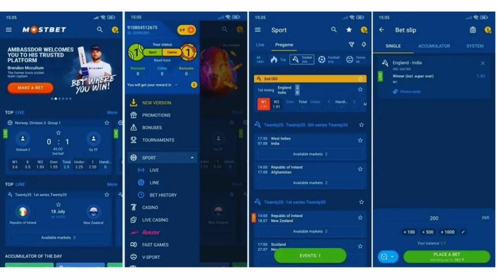 Place a bet from mobile on MostBet
