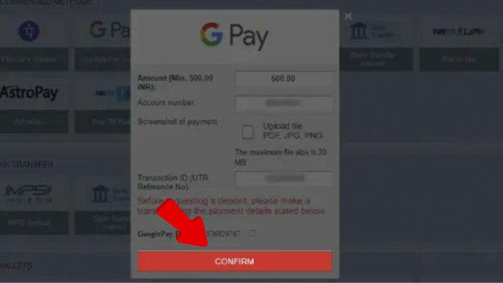 Confirm the payment