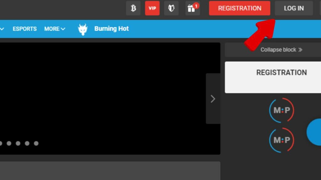Login button in Megapari