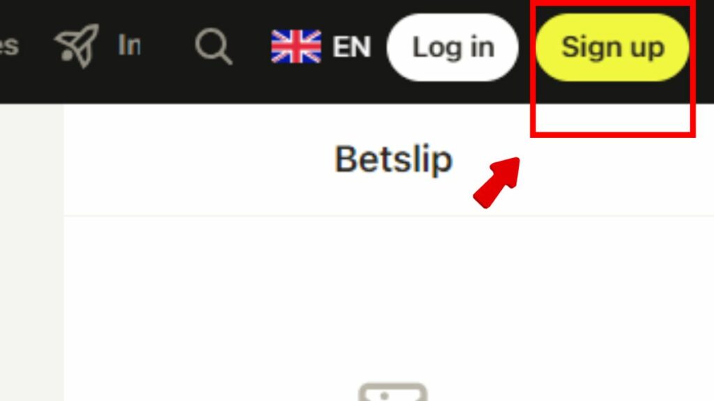 Sign up button in Parimatch