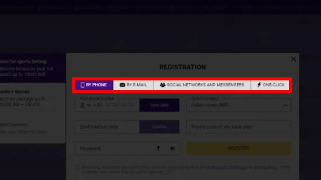 Available registration methods