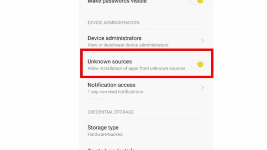 allow installation from unknown source