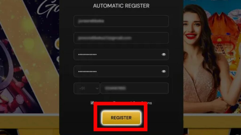 Create new account at Satbet