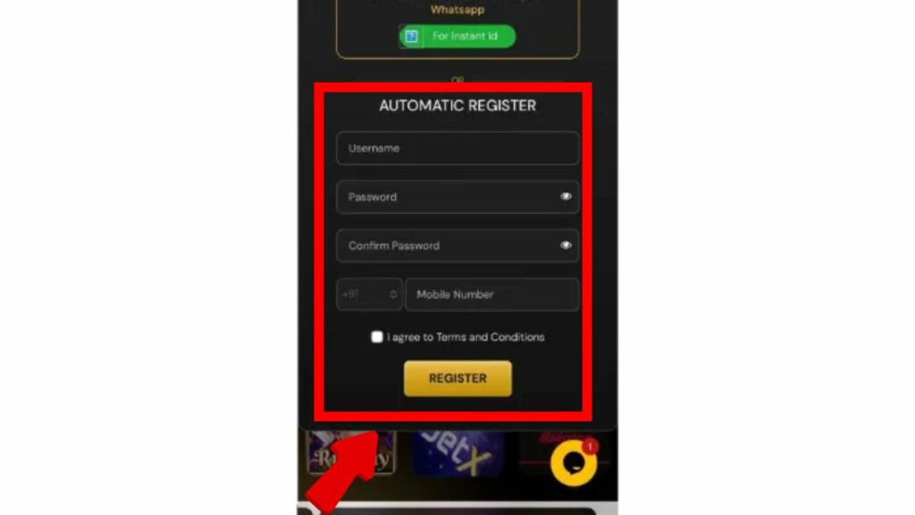 Registration page of satbet