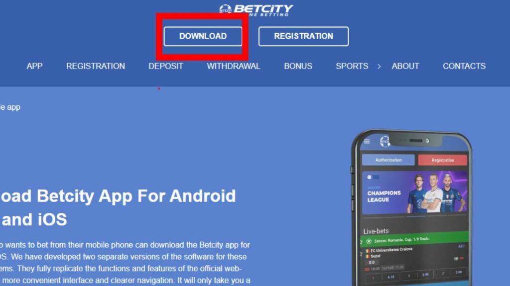 Download the betcity app
