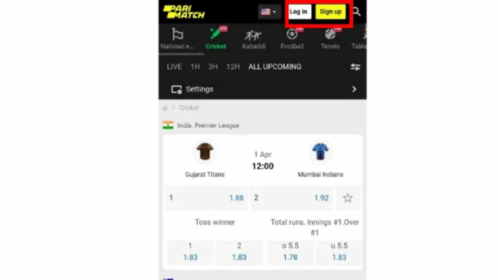 Login at Parimatch app