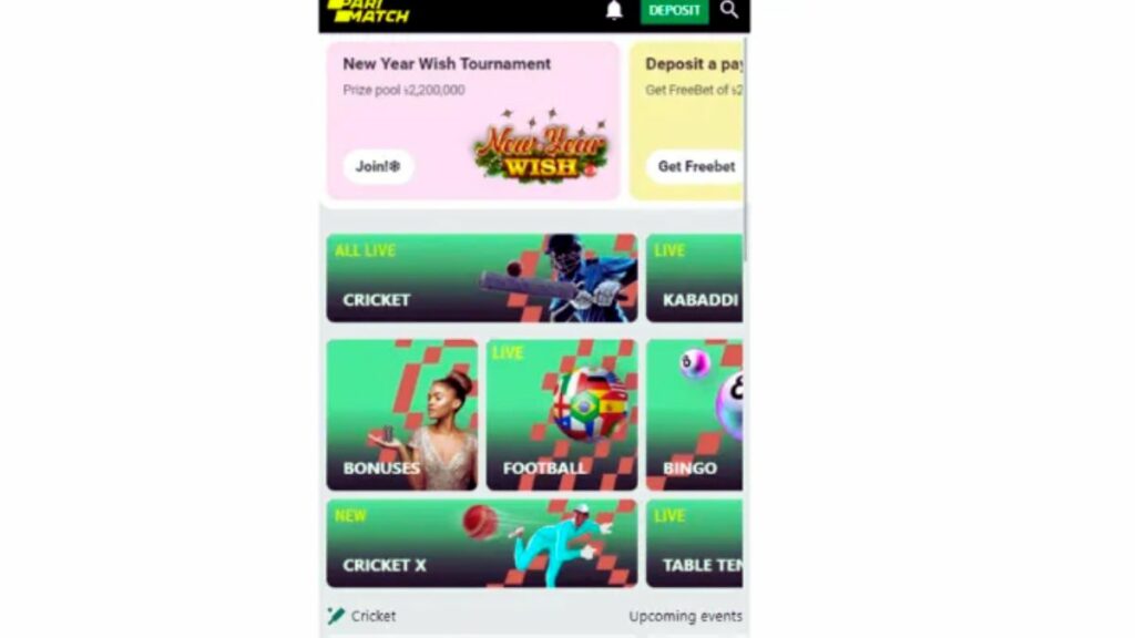 Parimatch app for iOS