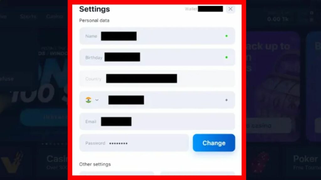 Verification of the account