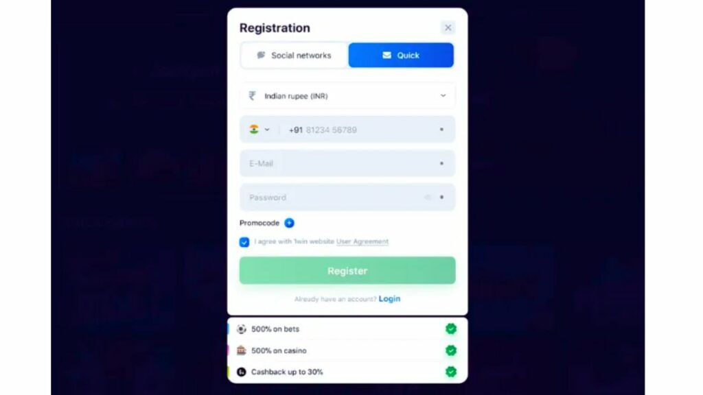 Register at 1win
