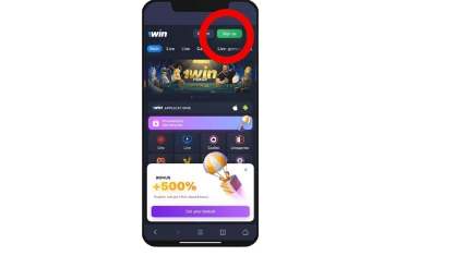 1win registration button