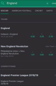 Betting odds at Bet 365
