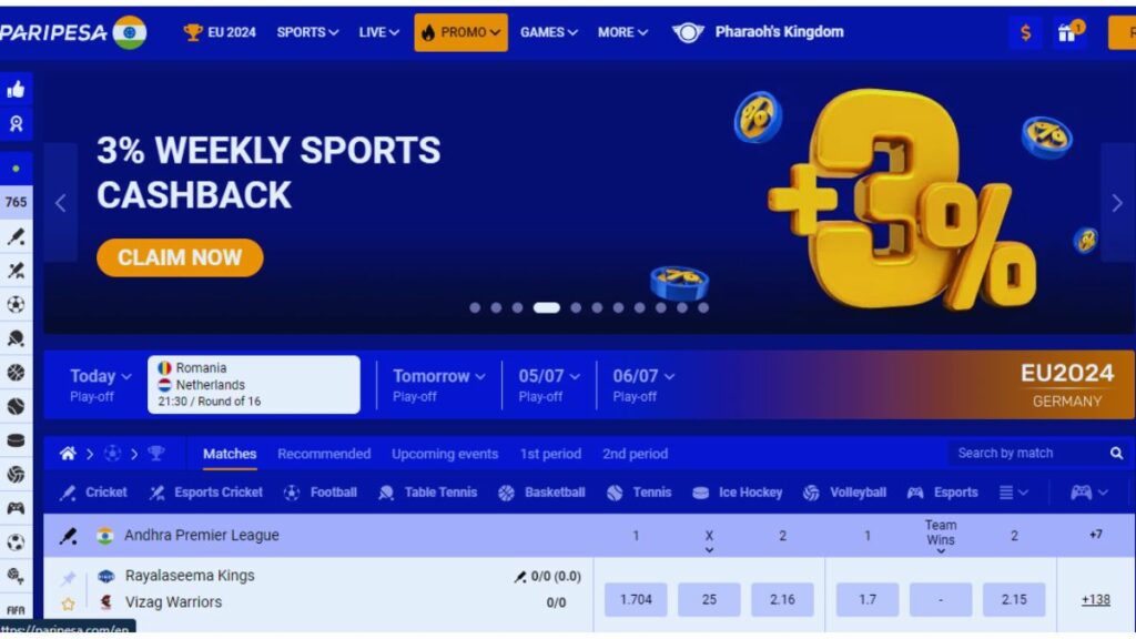 Paripesa home page
