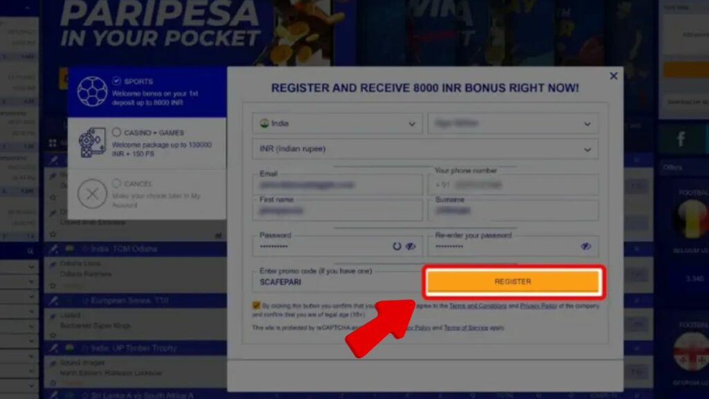 Register at paripesa