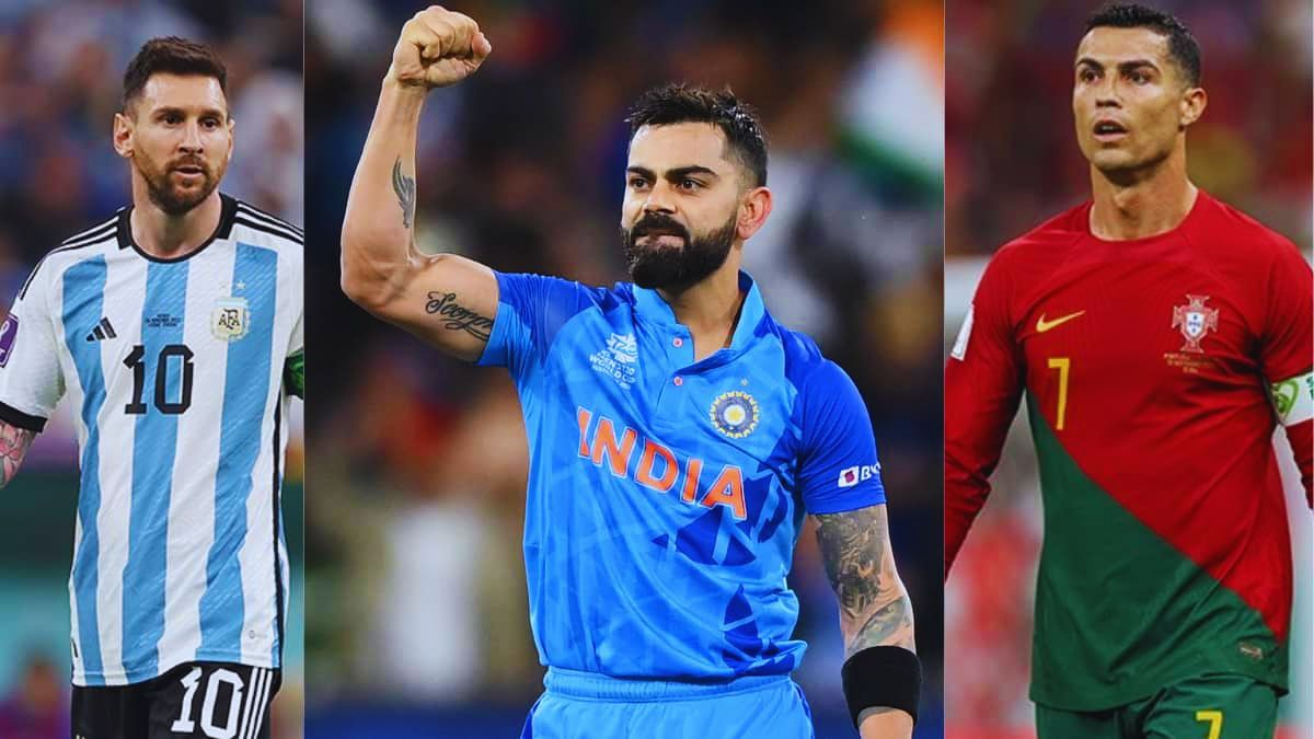 Virat Kohli, Jasprit Bumrah, Cristiano Ronaldo, Lionel Messi, Rafael Nadal